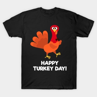 Happy Turkey Day With Turkey Wearing Ribbon Bow T-Shirt